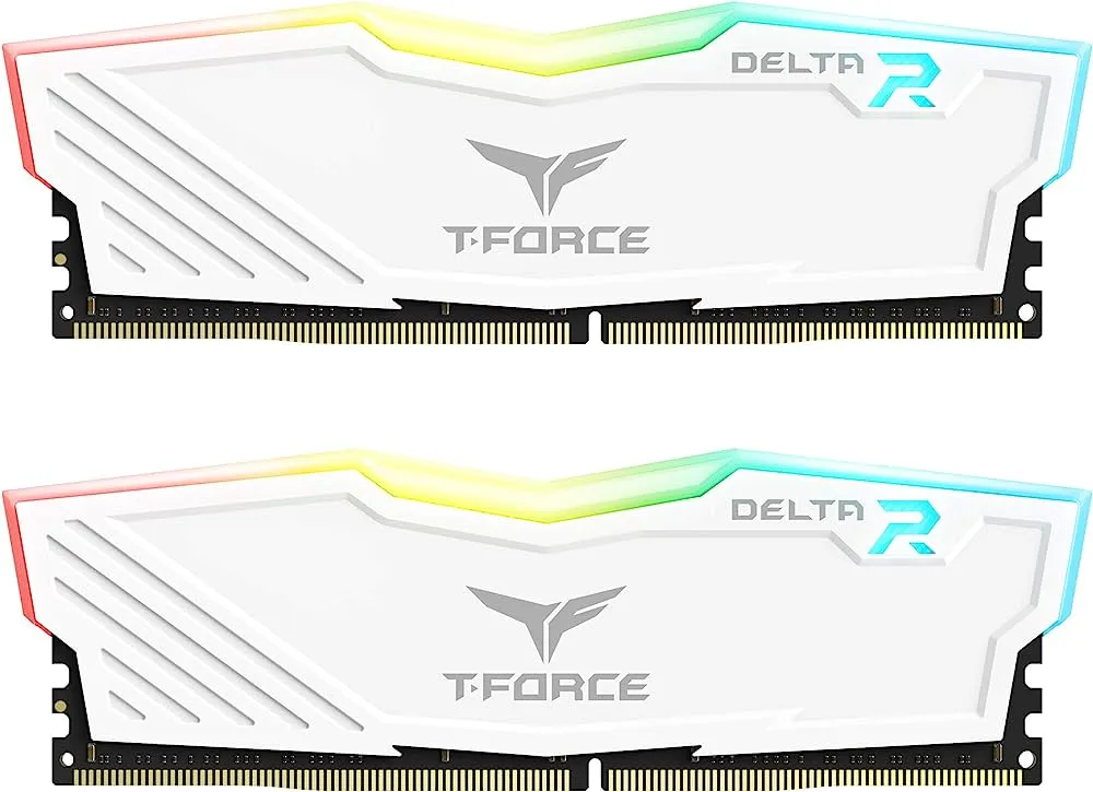 two white sticks of TForce Delta RGB RAM