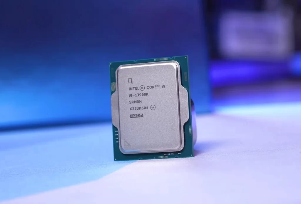 Intel 13900k processor with a blue background